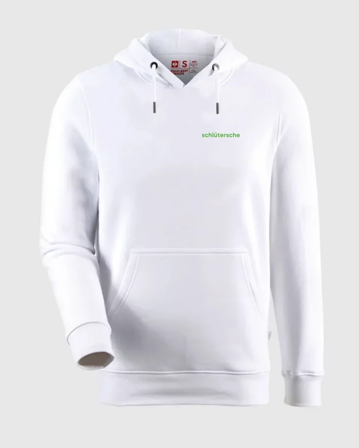 schlütersche Shop - Hoodie (weiß - grüne Schrift) - Front