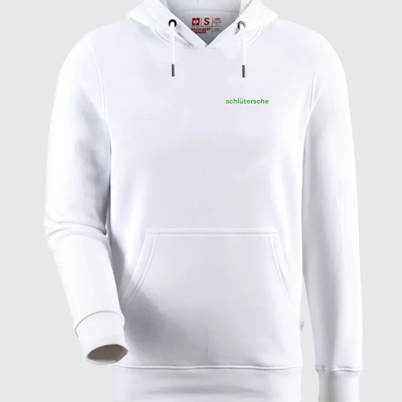 schlütersche Shop - Hoodie (weiß - grüne Schrift) - Front